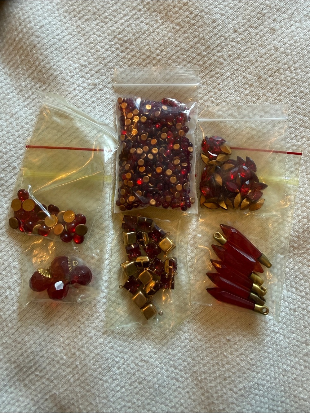 Imitation Gemstones and Beads: Red Lot